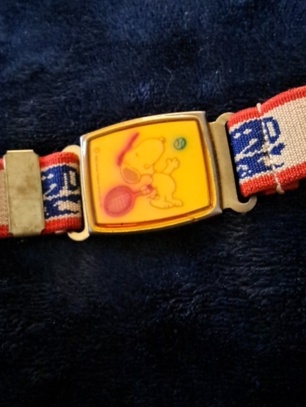 Rare Snoopy Cartoon Tennis Belt in Red & Navy Vintage!! 24"-42"Waist Xs-2X